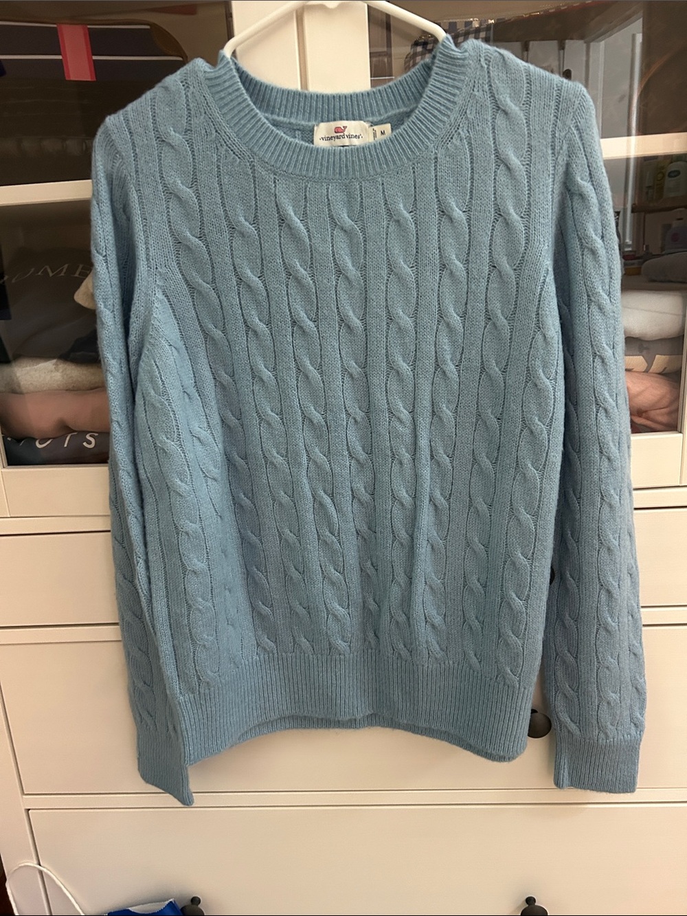 Vineyard Vines Sky Blue Cable Knit Crewneck Sweater